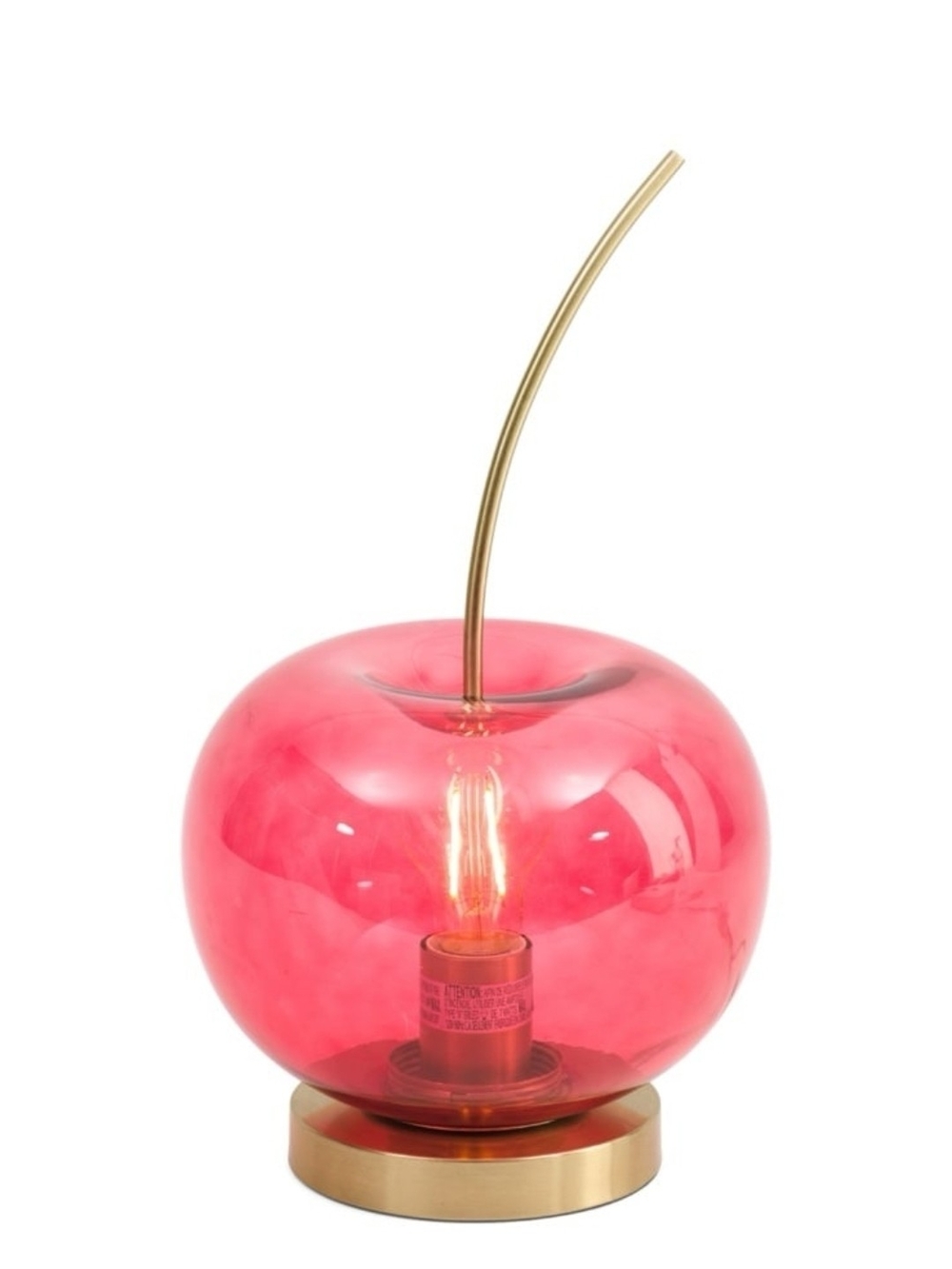 VIRAL Novogratz  Red Glass Cherry Lamp Gold Stem